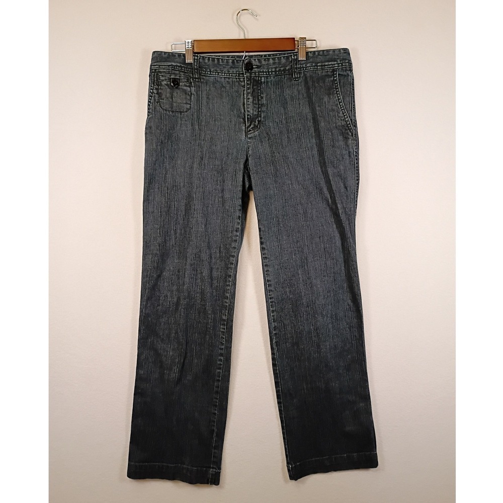 Classic Liz Claiborne Womens 14 Dark Gray Easy Leg Straight Denim Jeans